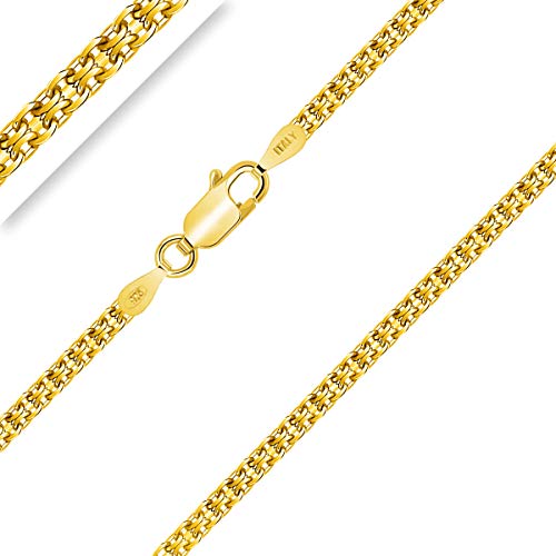 Planetys - Bismarck Kette Diamantiert 925 Sterling Silber 18K Vergoldet Kette - Halskette - 2.5 mm Breite Längen 50 cm Planetys - Bismarck Kette Diamantiert 925 Sterling Silber 18K Vergoldet Kette - Halskette - 2.5 mm Breite Längen 50 cm von Planetys