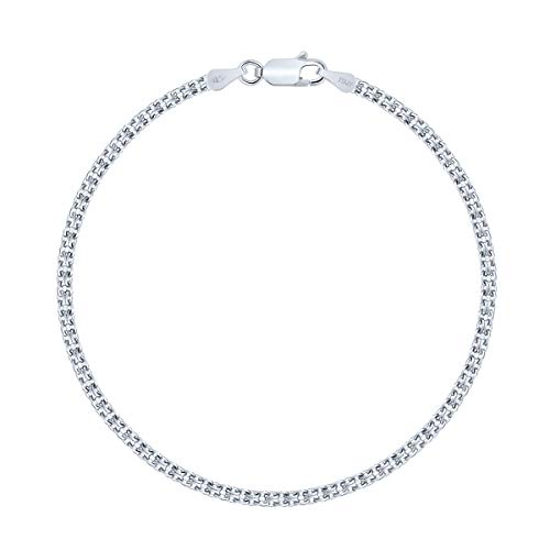PLANETYS - Bismarck kette Armband 925 Sterling Silber rhodiniert 2.4 mm Breite Längen: 18 cm von Planetys