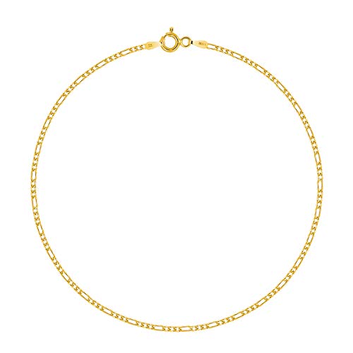 PLANETYS - Figaro (1+3) Knöchelkette Fußkettchen 925 Sterling Silber 18K Vergoldet - 1.5 mm Breite von Planetys