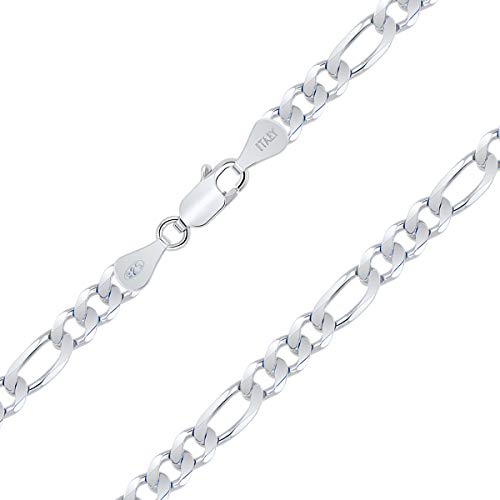 PLANETYS - Figarokette (1+3) 925 Sterling Silber Rhodiniert Kette - 5.6 mm Breite Längen: 60 cm von Planetys