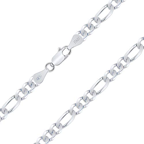 PLANETYS - Figarokette (1+3) 925 Sterling Silber Rhodiniert Kette - 5.6 mm Breite Längen: 65 cm von Planetys