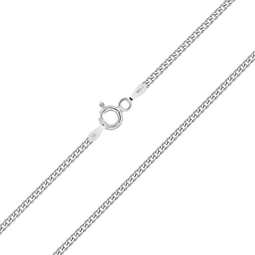 PLANETYS - Flache Panzerkette 1.5 mm Breite 925 Sterling Silber Rhodiniert Kette - Halskette - Längen: 70 cm von Planetys