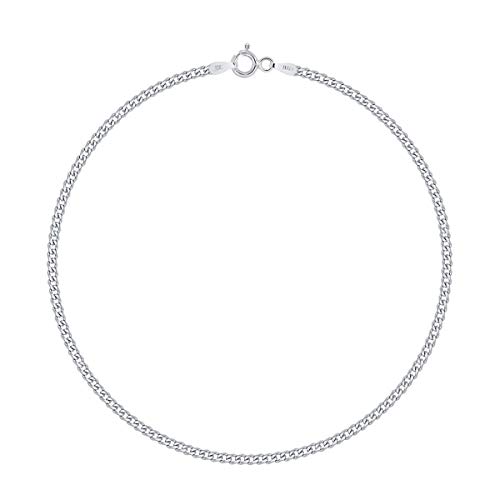 PLANETYS - Flache Panzerkette Armband 925 Sterling Silber rhodiniert 2 mm Breite Längen: 19 cm von Planetys