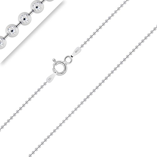 Planetys - Kinder und Baby Kugelkette 925 Sterling Silber Rhodiniert Mädchen Jungs Kette 1 mm Breite Verschiedene Längen: 32 cm von Planetys