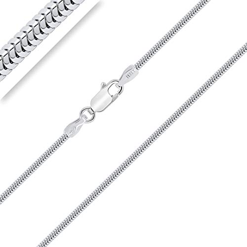 PLANETYS - Kinder und Baby Leicht Schlangenkette 925 Sterling Silber Rhodiniert Kette - Halskette - 1.4 mm Breite Längen: 34 cm von Planetys