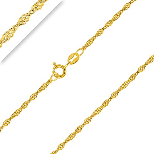 PLANETYS - Kinder und Baby Singapurkette 925 Sterling Silber 18K Vergoldet Kette - Halskette - 1.4 mm Breite Längen: 36 cm von Planetys