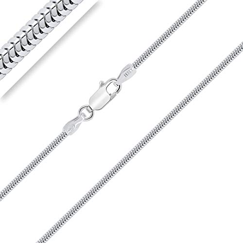PLANETYS - Leicht Schlangenkette 925 Sterling Silber Rhodiniert Kette - Halskette - 1.4 mm Breite Längen: 60 cm von Planetys