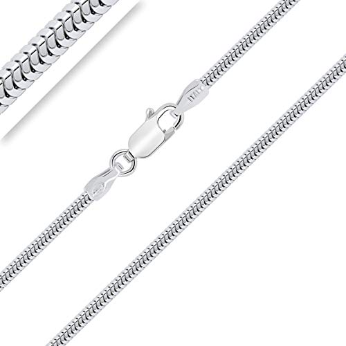 PLANETYS - Leicht Schlangenkette 925 Sterling Silber Rhodiniert Kette - Halskette - 2 mm Breite Längen: 70 cm von Planetys