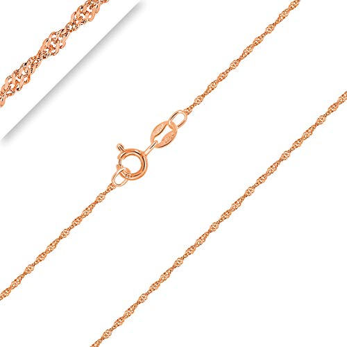 PLANETYS - Singapurkette 925 Sterling Silber 18K Rose Vergoldet Kette - Halskette - 1 mm Breite Längen: 60 cm von Planetys