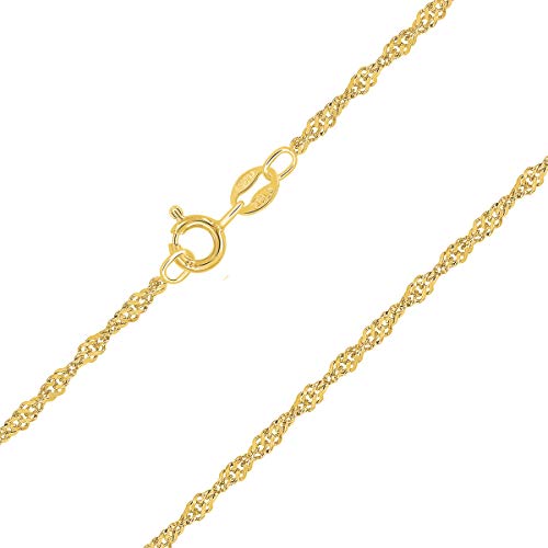 PLANETYS - Singapurkette 925 Sterling Silber 18K Vergoldet Kette - Halskette - 2 mm Breite Längen 70 cm von Planetys