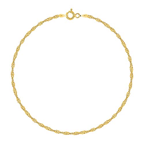 PLANETYS - Singapurkette Knöchelkette Fußkettchen 925 Sterling Silber 18K Vergoldet - 2 mm Breite von Planetys