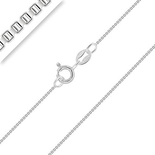 PLANETYS - Venezianierkette 925 Sterling Silber Rhodiniert Kette - Halskette - 1 mm Breite Längen: 40 cm von Planetys
