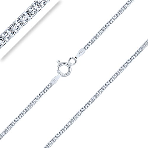 Planetys - Bismarck Kette Diamant Schnitt 925 Sterling Silber Rhodiniert Kette - Halskette - 1.8 mm Breite Längen: 40 cm von Planetys