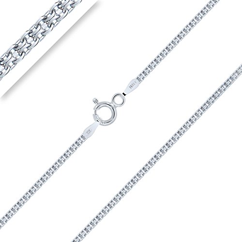 Planetys - Bismarck Kette Diamant Schnitt 925 Sterling Silber Rhodiniert Kette - Halskette - 1.8 mm Breite Längen: 50 cm von Planetys