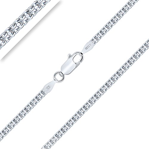 Planetys - Bismarck Kette Diamant Schnitt 925 Sterling Silber Rhodiniert Kette - Halskette - 2.4 mm Breite Längen: 70 cm von Planetys