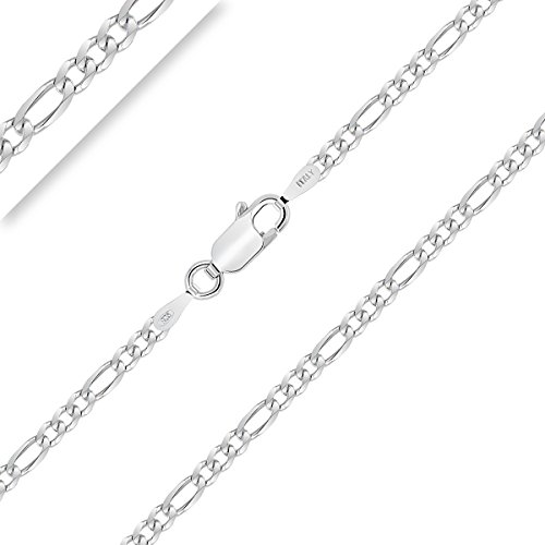 Planetys - Figarokette (1+3) 925 Sterling Silber Rhodiniert Kette - 2.5 mm Breite Längen: 50 cm von Planetys