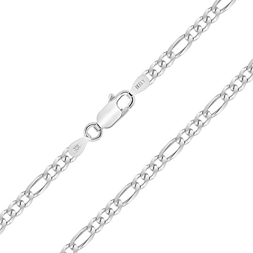 PLANETYS - Figarokette (1+3) 925 Sterling Silber Rhodiniert Kette - 3.25 mm Breite Längen 40 cm von Planetys