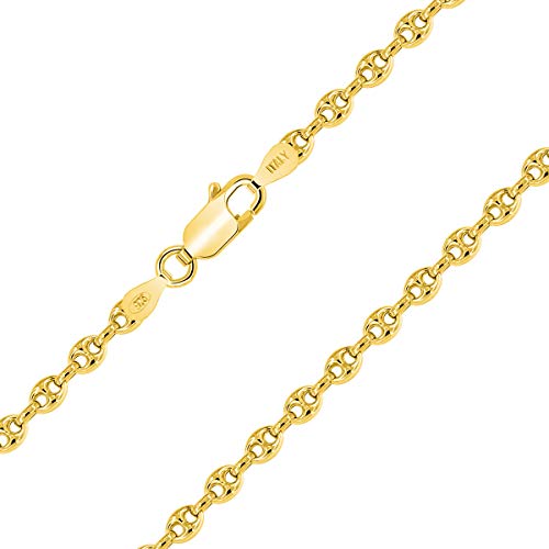 PLANETYS - Kaffeebohne Bohnenkette 925 Sterling Silber 18K Vergoldet Kette - Halskette - 2.5 mm Breite Längen 40 cm von Planetys