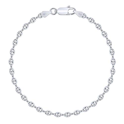 PLANETYS - Kaffeebohne Bohnenkette Armband 925 Sterling Silber rhodiniert - 3.2 mm Breite von Planetys