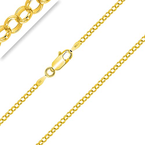 Planetys - Kette Jaseron Silber 925/1000 vergoldet 18 Karat Gelbgold Breite 2 mm 40-45-50-55-60-65-70 cm, Sterling Silber von Planetys