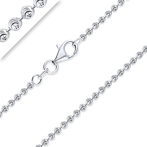 Planetys - Kette Kugel Moon diamantiert Silber 925/1000 rhodiniert Breite 2 mm 40-45-50-55-60-65-70 cm, Sterling Silber von Planetys