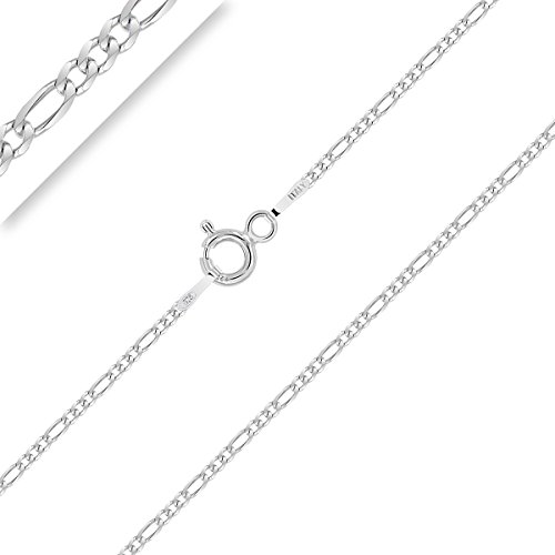 Planetys - Kinder und Baby FigaroKette (1+3) 925 Sterling Silber Rhodiniert Mädchen Jungs Kette - 1.5 mm Breite Längen: 38 cm von Planetys