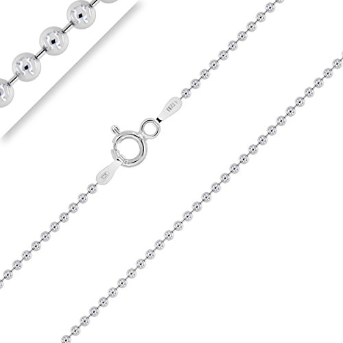 Planetys - Kinder und Baby Kugelkette 925 Sterling Silber Rhodiniert Mädchen Jungs Kette 1.5 mm Breite Verschiedene Längen: 34 cm von Planetys