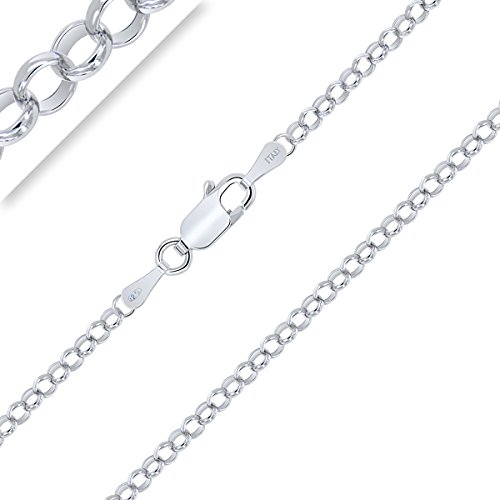 Planetys - Leicht Erbskette - RoloKette 925 Sterling Silber Rhodiniert Kette - Halskette - 2.9 mm Breite Längen: 50 cm von Planetys