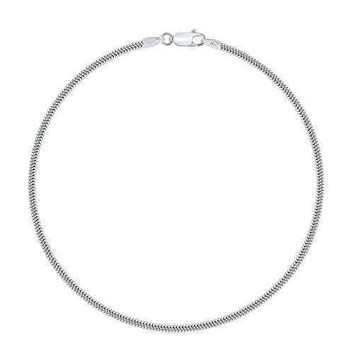 PLANETYS - Schlangenkette Knöchelkette Fußkettchen 925 Sterling Silber rhodiniert 2 mm Breite Längen: 25 cm von Planetys