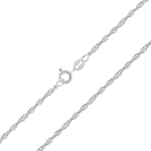 PLANETYS - Singapurkette 925 Sterling Silber Rhodiniert Kette - 1.4 mm Breite Längen 70 cm von Planetys