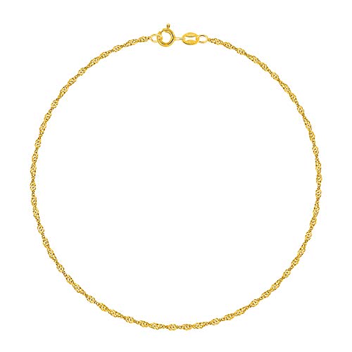 PLANETYS - Singapurkette Knöchelkette Fußkettchen 925 Sterling Silber 18K Vergoldet - 1.4 mm Breite von Planetys