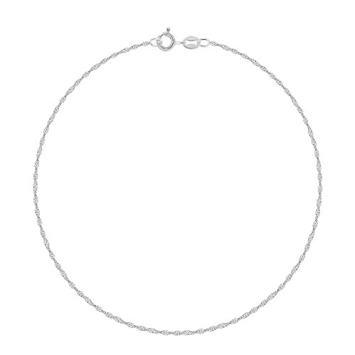 Planetys - Singapurkette Knöchelkette Fußkettchen 925 Sterling Silber rhodiniert 1 mm Breite von Planetys