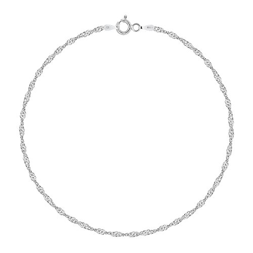 Planetys - Singapurkette Knöchelkette Fußkettchen 925 Sterling Silber rhodiniert 2 mm Breite von Planetys