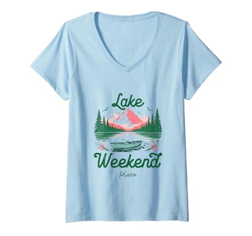 Damen Wochenendreise zum See Plano, Texas T-Shirt mit V-Ausschnitt von Plano Clothes Tshirt Life Boat