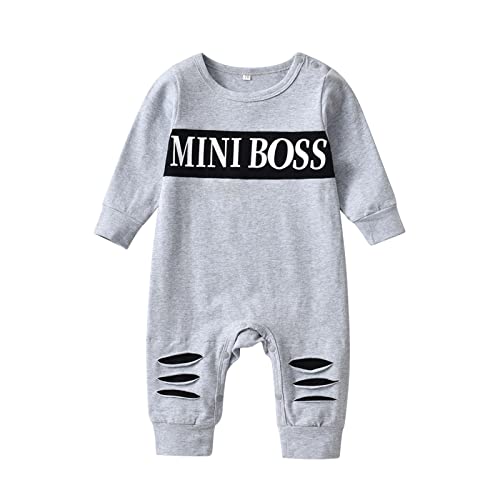Planooar Baby Jungen Strampler Einteiliger Overall Briefdruck Langarm Baby Outfits（0-3 Monate） Grau von Planooar
