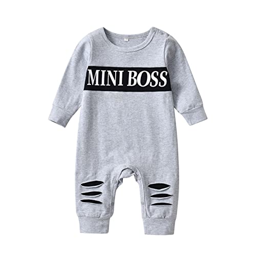 Planooar Baby Jungen Strampler Einteiliger Overall Briefdruck Langarm Baby Outfits（9-12 Monate） Grau von Planooar