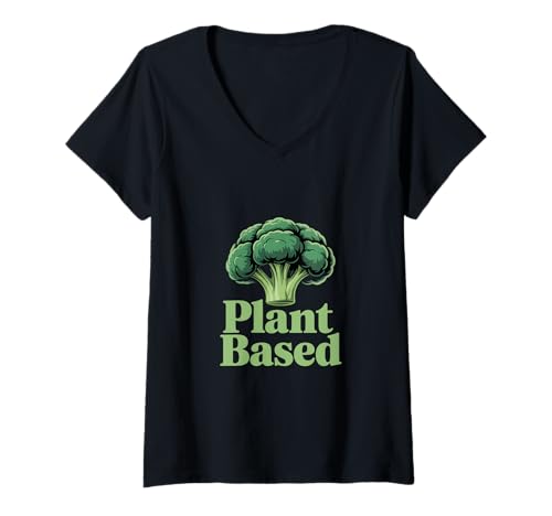 Damen Vegetarier auf Pflanzenbasis T-Shirt mit V-Ausschnitt Damen Vegetarier auf Pflanzenbasis T-Shirt mit V-Ausschnitt von Plant Based Veggies Vegan Veggies