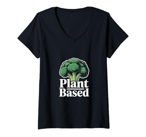 Damen Vegetarier auf Pflanzenbasis T-Shirt mit V-Ausschnitt Damen Vegetarier auf Pflanzenbasis T-Shirt mit V-Ausschnitt von Plant Based Veggies Vegan Veggies
