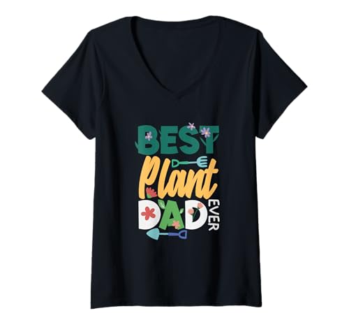 Damen Der Beste Pflanzenvater Aller Zeiten — Lustiges Gärtnern T-Shirt mit V-Ausschnitt von Plant Gardening Nature Gifts And Gift Ideas