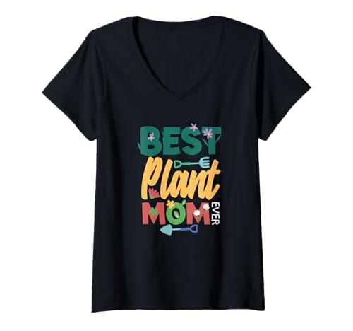 Damen Die Beste Pflanzenmama Aller Zeiten — Lustiges Gärtnern T-Shirt mit V-Ausschnitt von Plant Gardening Nature Gifts And Gift Ideas