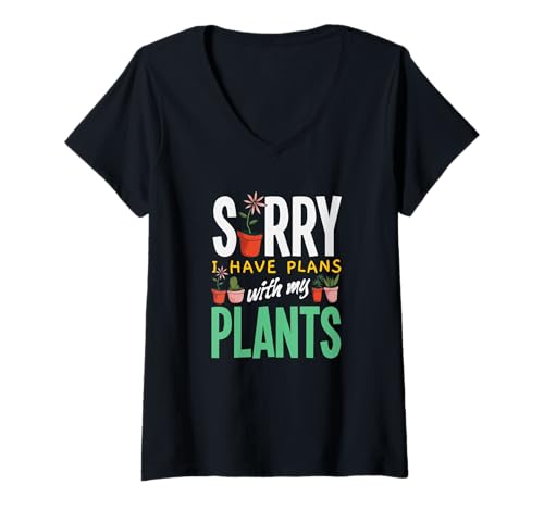 Damen Entschuldigung, ich Habe Pläne mit Meinen Pflanzen Lustiges Gärtnern T-Shirt mit V-Ausschnitt von Plant Gardening Nature Gifts And Gift Ideas