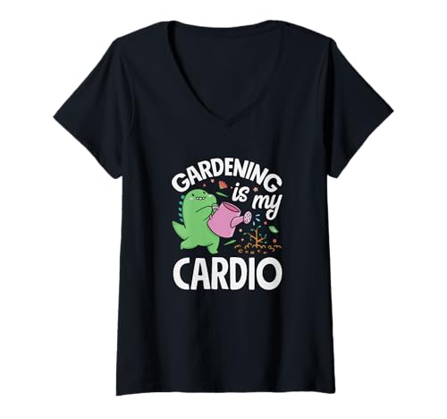 Damen Gärtnern ist Mein Cardio Lustiges Gärtnern T-Shirt mit V-Ausschnitt von Plant Gardening Nature Gifts And Gift Ideas