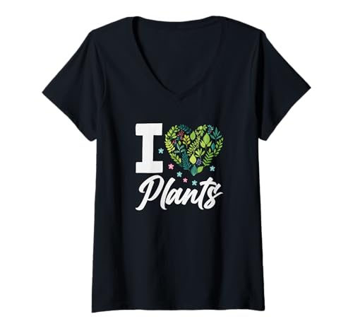 Damen Ich Liebe Pflanzen Lustiges Gärtnern T-Shirt mit V-Ausschnitt von Plant Gardening Nature Gifts And Gift Ideas