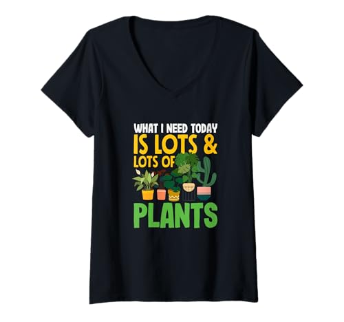 Damen Lots and Many Plants Funny Gardening T-Shirt mit V-Ausschnitt von Plant Gardening Nature Gifts And Gift Ideas