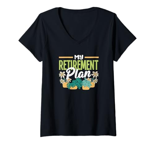 Damen Meine Altersvorsorge Gärtnern Lustiges Gärtnern T-Shirt mit V-Ausschnitt von Plant Gardening Nature Gifts And Gift Ideas