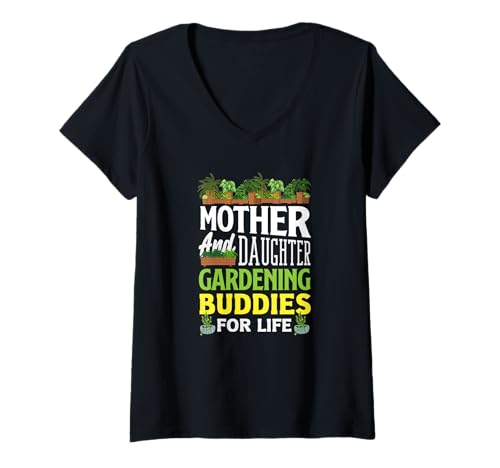 Damen Mutter und Tochter Gardening Buddies for Life Gardening T-Shirt mit V-Ausschnitt von Plant Gardening Nature Gifts And Gift Ideas