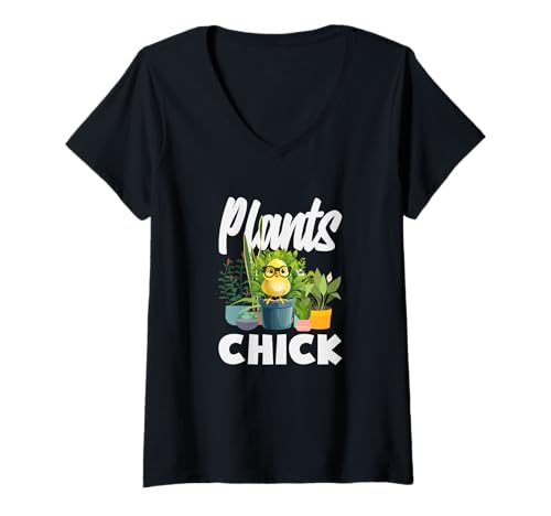 Damen Pflanzen Küken Lustige Gartenarbeit T-Shirt mit V-Ausschnitt von Plant Gardening Nature Gifts And Gift Ideas