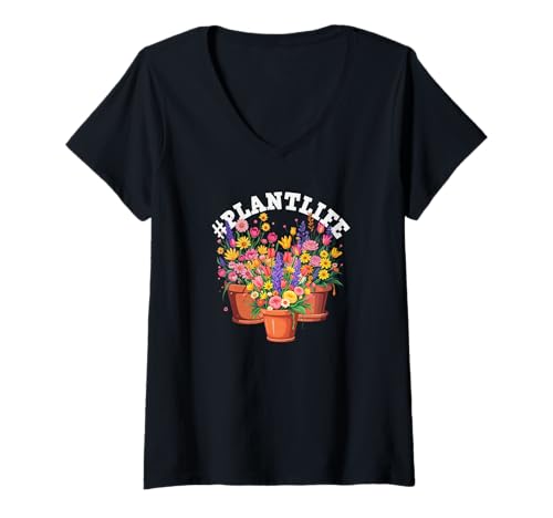 Damen Pflanzen Leben Pflanzen T-Shirt mit V-Ausschnitt von Plant Gardening Nature Gifts And Gift Ideas
