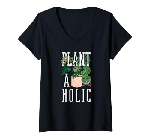 Damen Plantaholic Lustiges Gärtnern T-Shirt mit V-Ausschnitt von Plant Gardening Nature Gifts And Gift Ideas