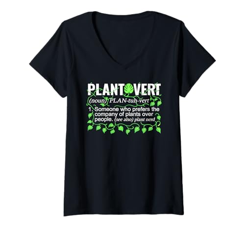 Damen Plantovert Lustige Definition für Pflanzenbesessene T-Shirt mit V-Ausschnitt von Plant Nerd Humor for Houseplant Enthusiasts